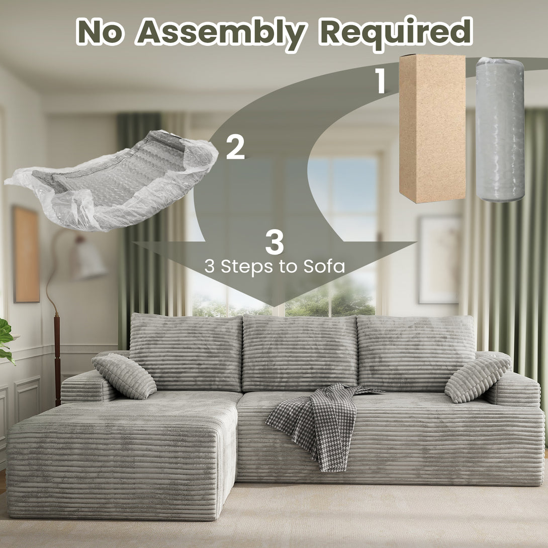 104" Cloud Sectional Couch with L-Shape Chaise, Modern Modular Sofa with Deep Seat, Upholstered Couches with Back Cushion for Living Room Bedroom, No Assembly Required