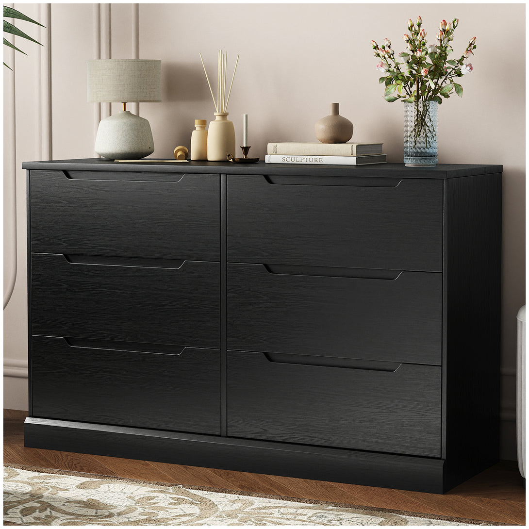 Dresser 6 Drawer Dresser Modern Wooden Closet Double Dresser for Bedroom Closet Living Room Hallway Entryway Dressing Room