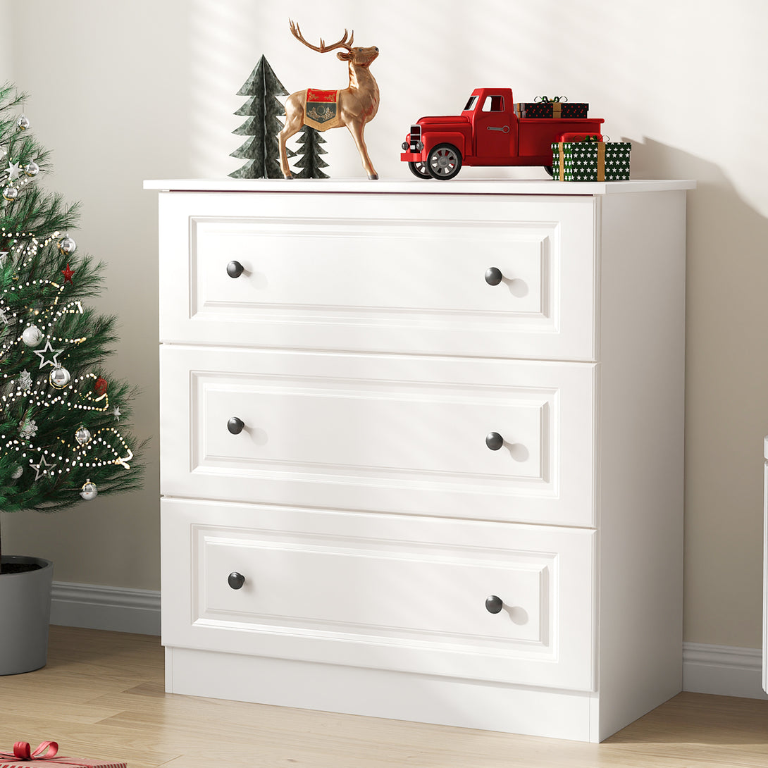 IDEALSOUL Dressers for Bedroom, 3 Drawer Dresser, White Dresser with Large Storage Space for Living Room, Chest of Drawers for Bedroom