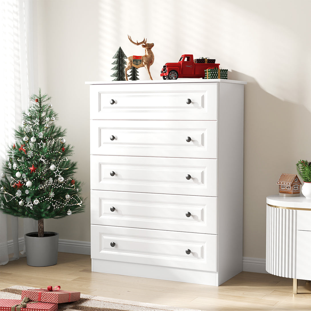 Dresser for bedroom,5 Drawer Dresser Tall  Dresser with Large Storage Space, for Bedroom,Hallway,Entryway