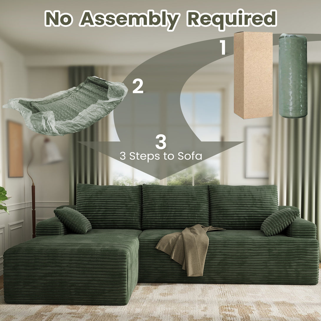 104" Cloud Sectional Couch with L-Shape Chaise, Modern Modular Sofa with Deep Seat, Upholstered Couches with Back Cushion for Living Room Bedroom, No Assembly Required