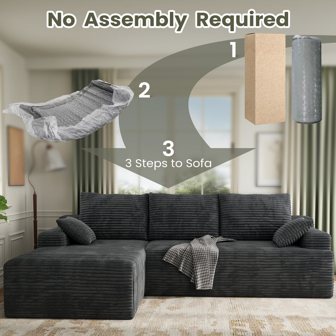 104" Cloud Sectional Couch with L-Shape Chaise, Modern Modular Sofa with Deep Seat, Upholstered Couches with Back Cushion for Living Room Bedroom, No Assembly Required