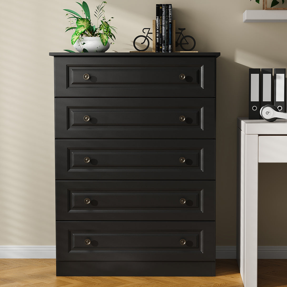 Dresser for bedroom,5 Drawer Dresser Tall  Dresser with Large Storage Space, for Bedroom,Hallway,Entryway