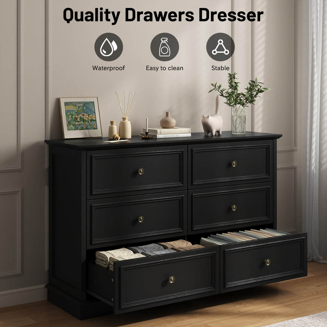 IDEALSOUL Dresser,6 Drawer Dresser for bedroom,Retro Wood Storage dresser for Living Room