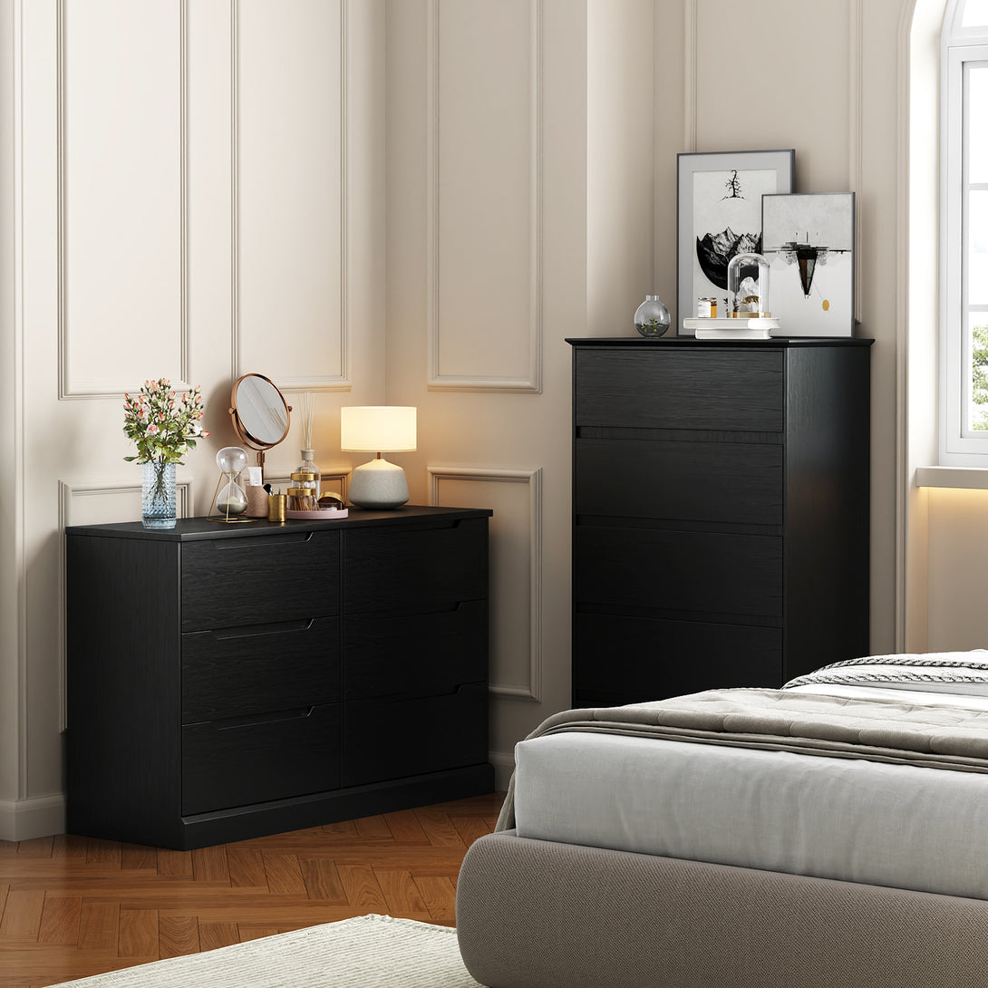 Dresser 6 Drawer Dresser Modern Wooden Closet Double Dresser for Bedroom Closet Living Room Hallway Entryway Dressing Room