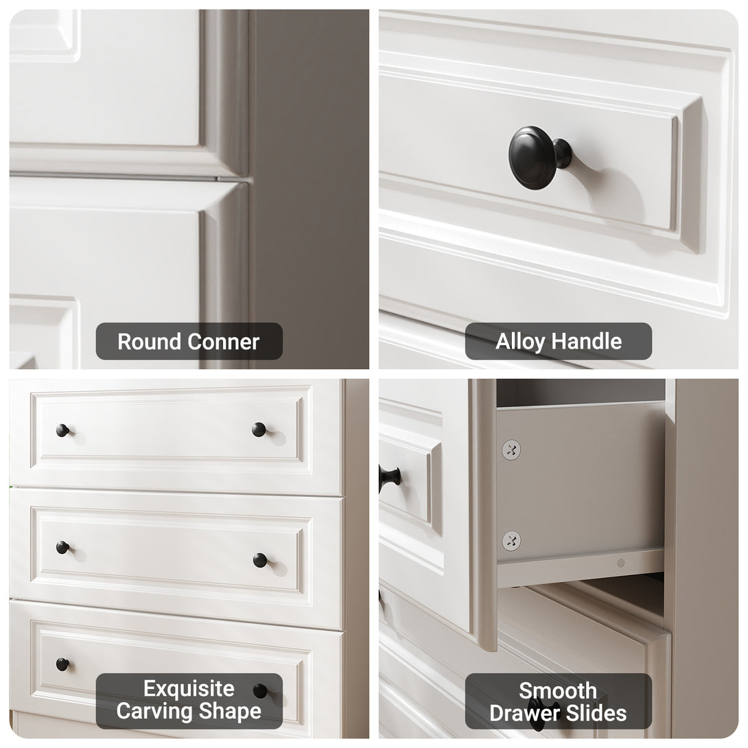 IDEALSOUL Dressers for Bedroom, 3 Drawer Dresser, White Dresser with Large Storage Space for Living Room, Chest of Drawers for Bedroom