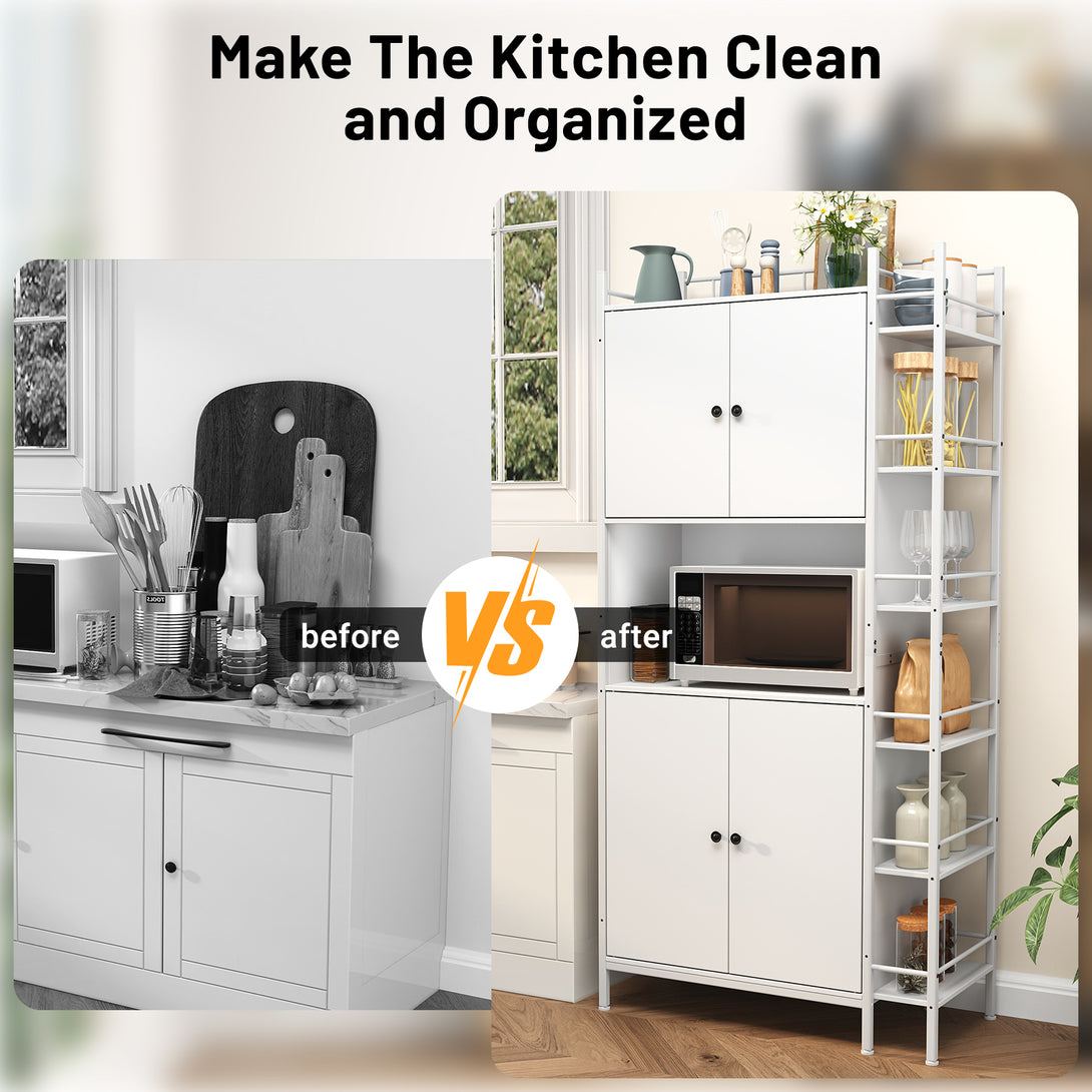 IDEALSOUL Pantry Storage Cabinets,70.8" Kitchen Pantry Cabinet with Side Shelf,2 Doors and 3 Shelves