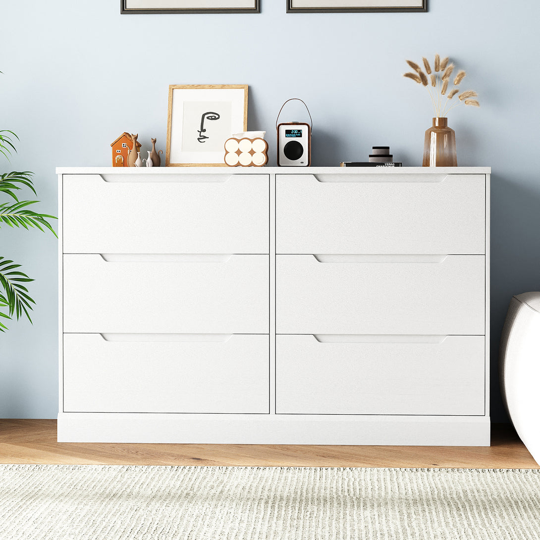 Dresser 6 Drawer Dresser Modern Wooden Closet Double Dresser for Bedroom Closet Living Room Hallway Entryway Dressing Room