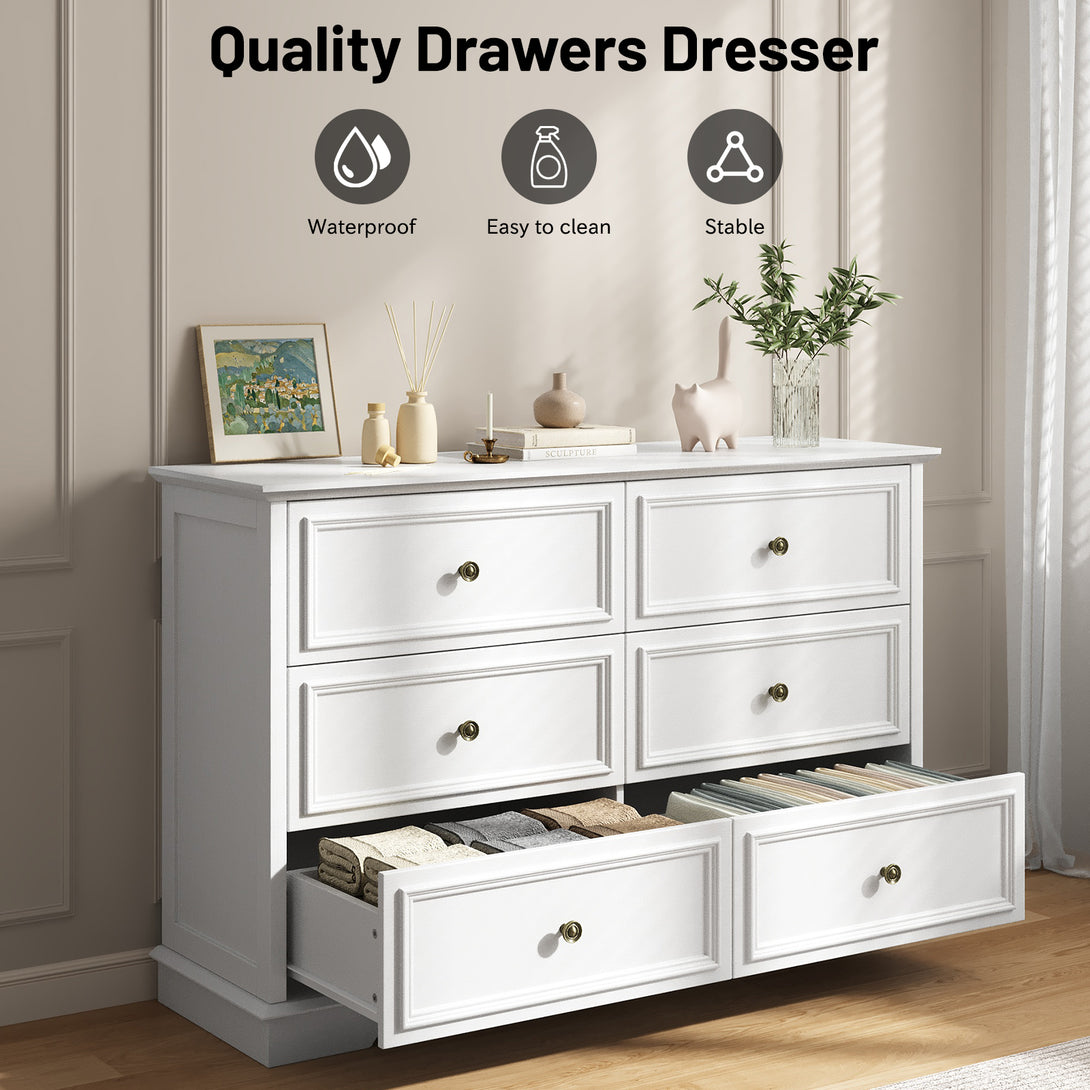 IDEALSOUL Dresser,6 Drawer Dresser for bedroom,Retro Wood Storage dresser for Living Room