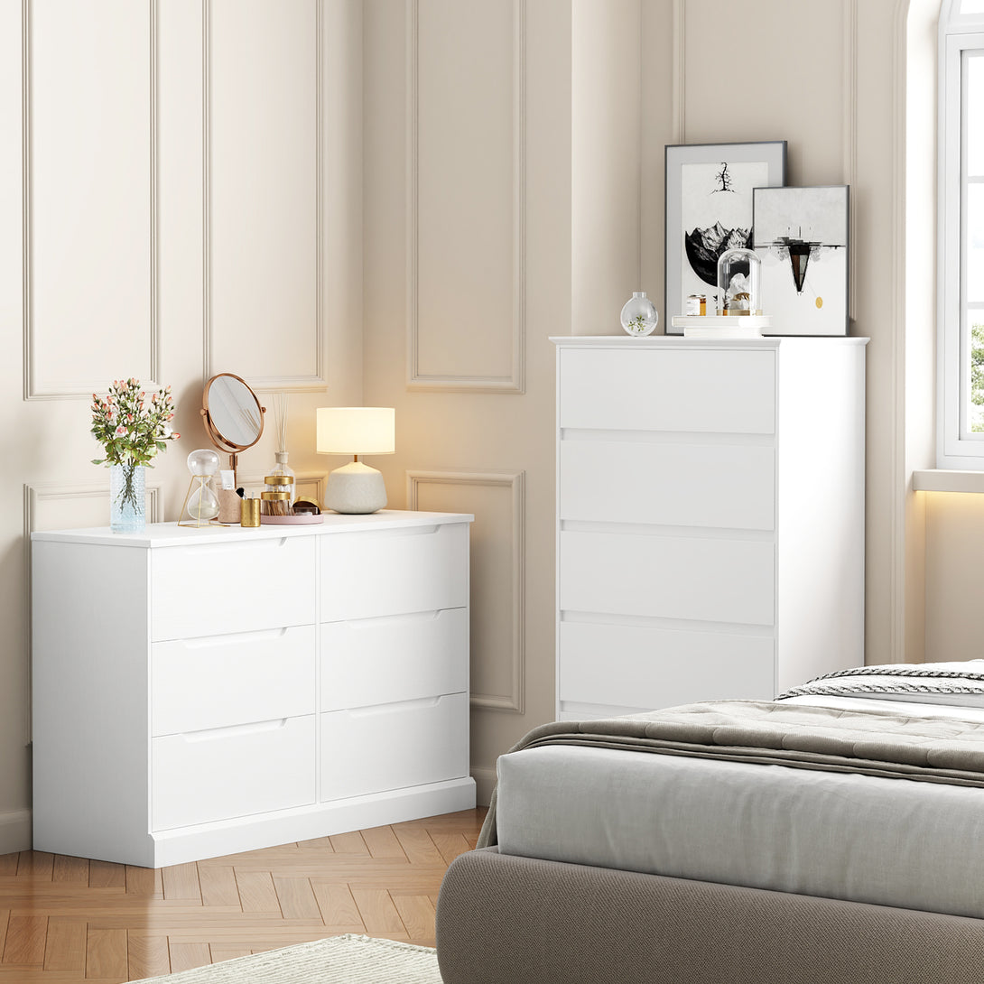 Dresser 6 Drawer Dresser Modern Wooden Closet Double Dresser for Bedroom Closet Living Room Hallway Entryway Dressing Room