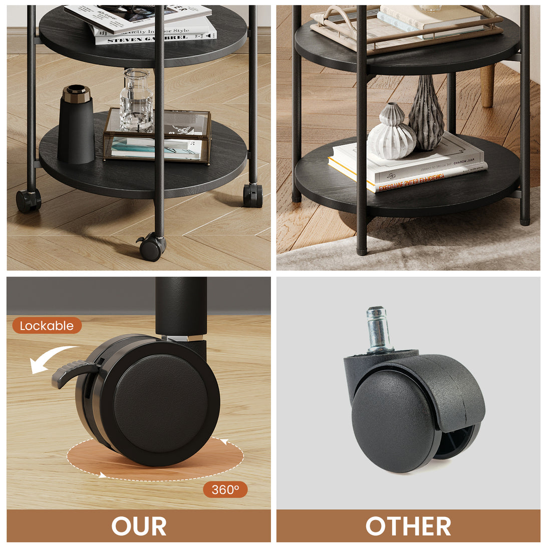 End Side Table, 3-Tier Coffee Table Small Round Table, Narrow Nightstand for Living Room Bedroom Outdoor