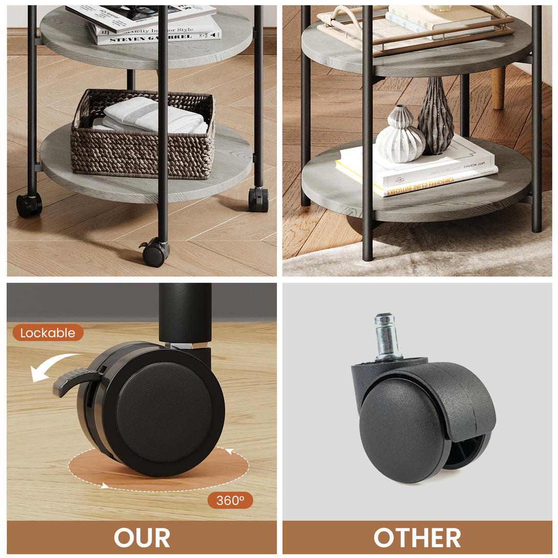 End Side Table, 3-Tier Coffee Table Small Round Table, Narrow Nightstand for Living Room Bedroom Outdoor