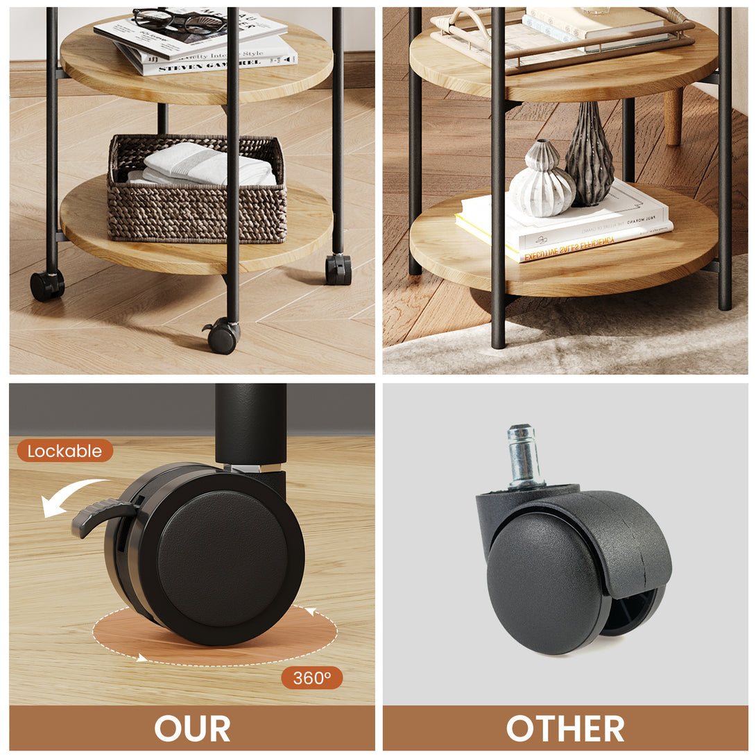 End Side Table, 3-Tier Coffee Table Small Round Table, Narrow Nightstand for Living Room Bedroom Outdoor