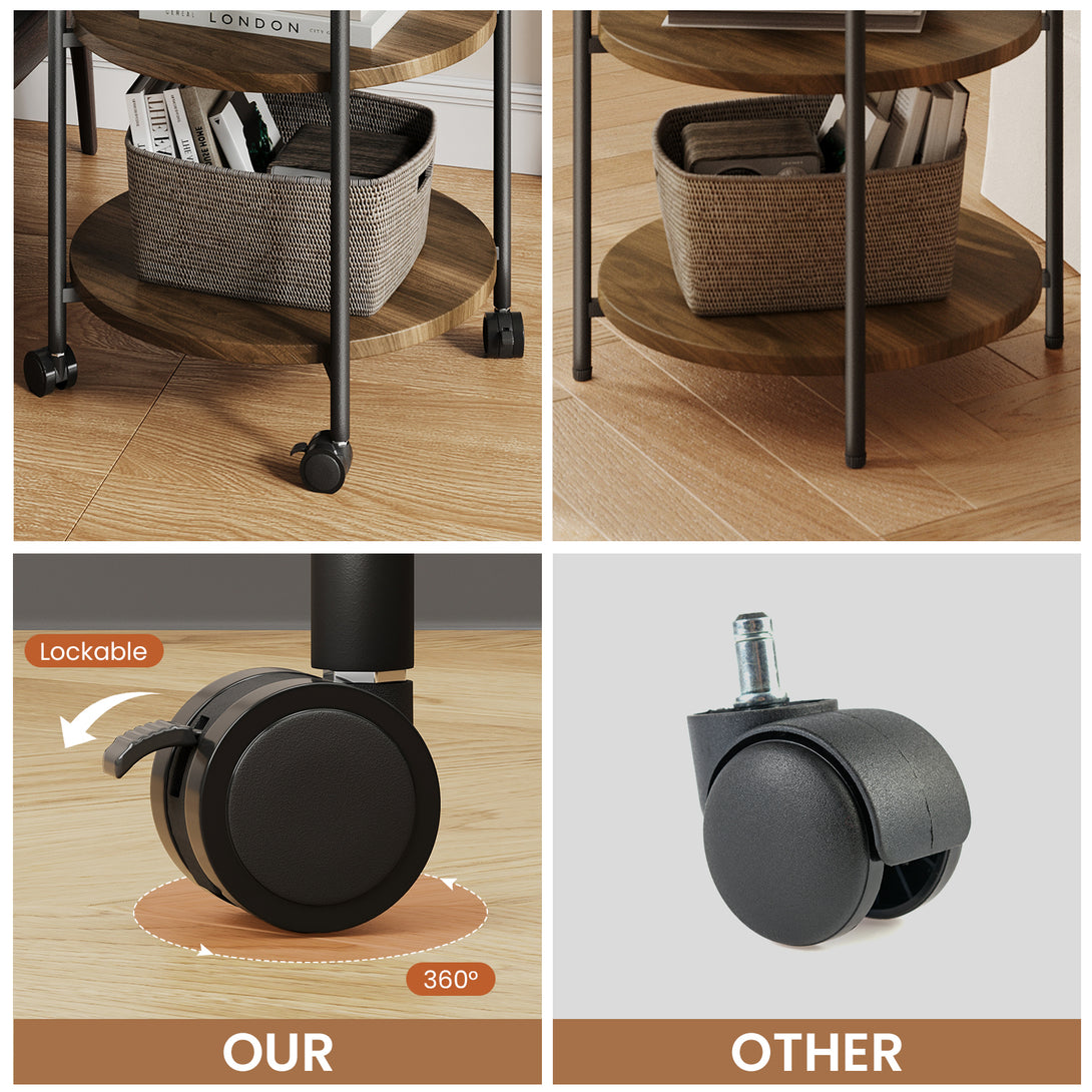 End Side Table, 3-Tier Coffee Table Small Round Table, Narrow Nightstand for Living Room Bedroom Outdoor