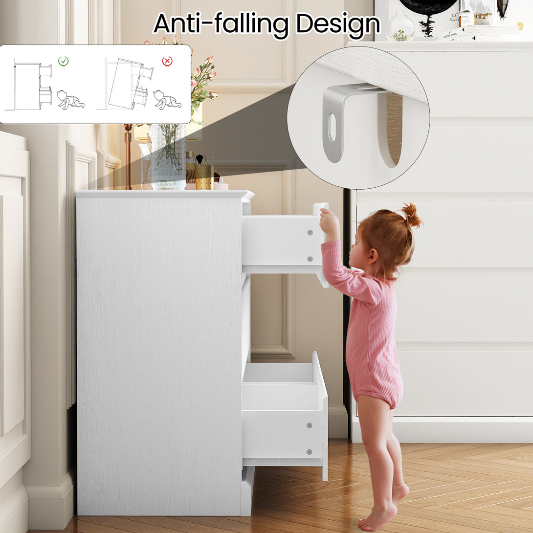 White Dressers Bedroom Dresser 6 Drawer Storage Chest of Drawers