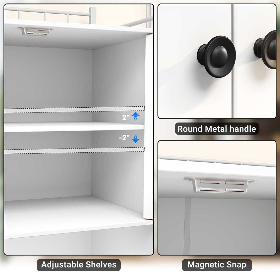IDEALSOUL Pantry Storage Cabinets,70.8" Kitchen Pantry Cabinet with Side Shelf,2 Doors and 3 Shelves
