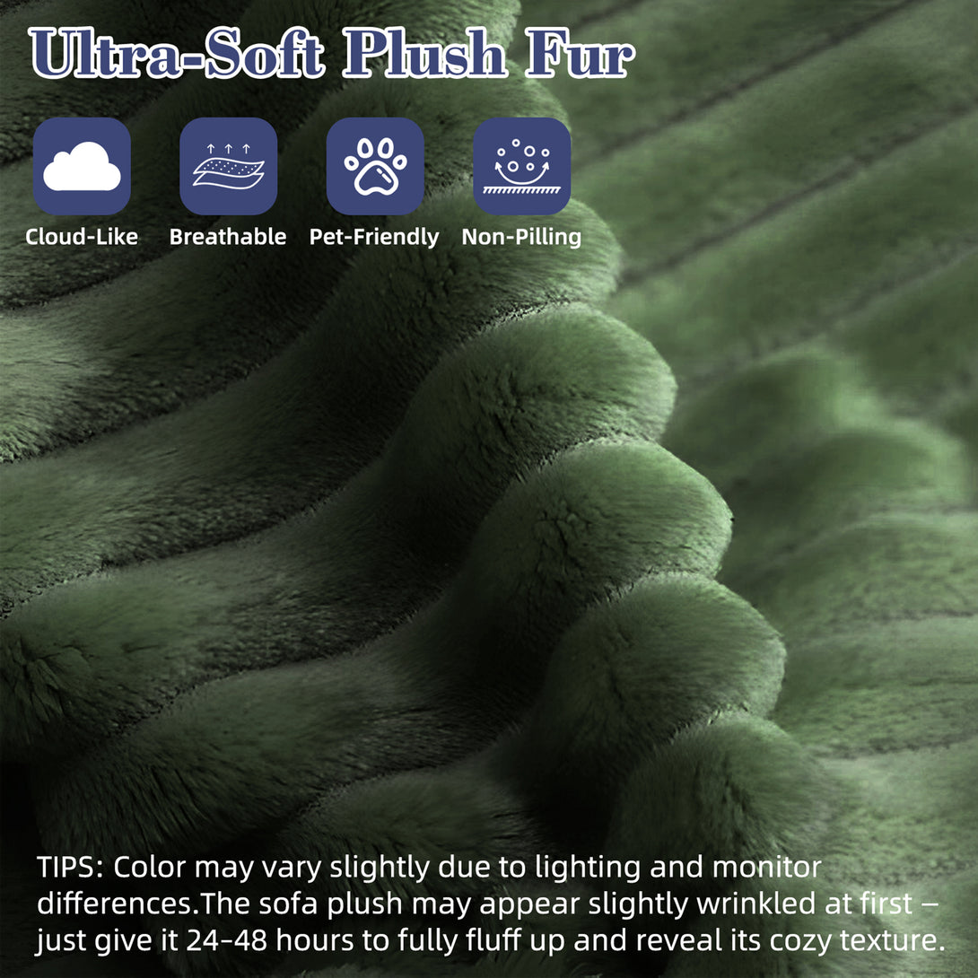 67'' Oversized Chaise Lounge Chair Indoor, Cloud Plush Corduroy Upholstered Sofa Bed, Modern Deep Seat Sofa with Back Cushion, Pillows, Cozy Sleeper Couch for Living Room, No Assembly Required