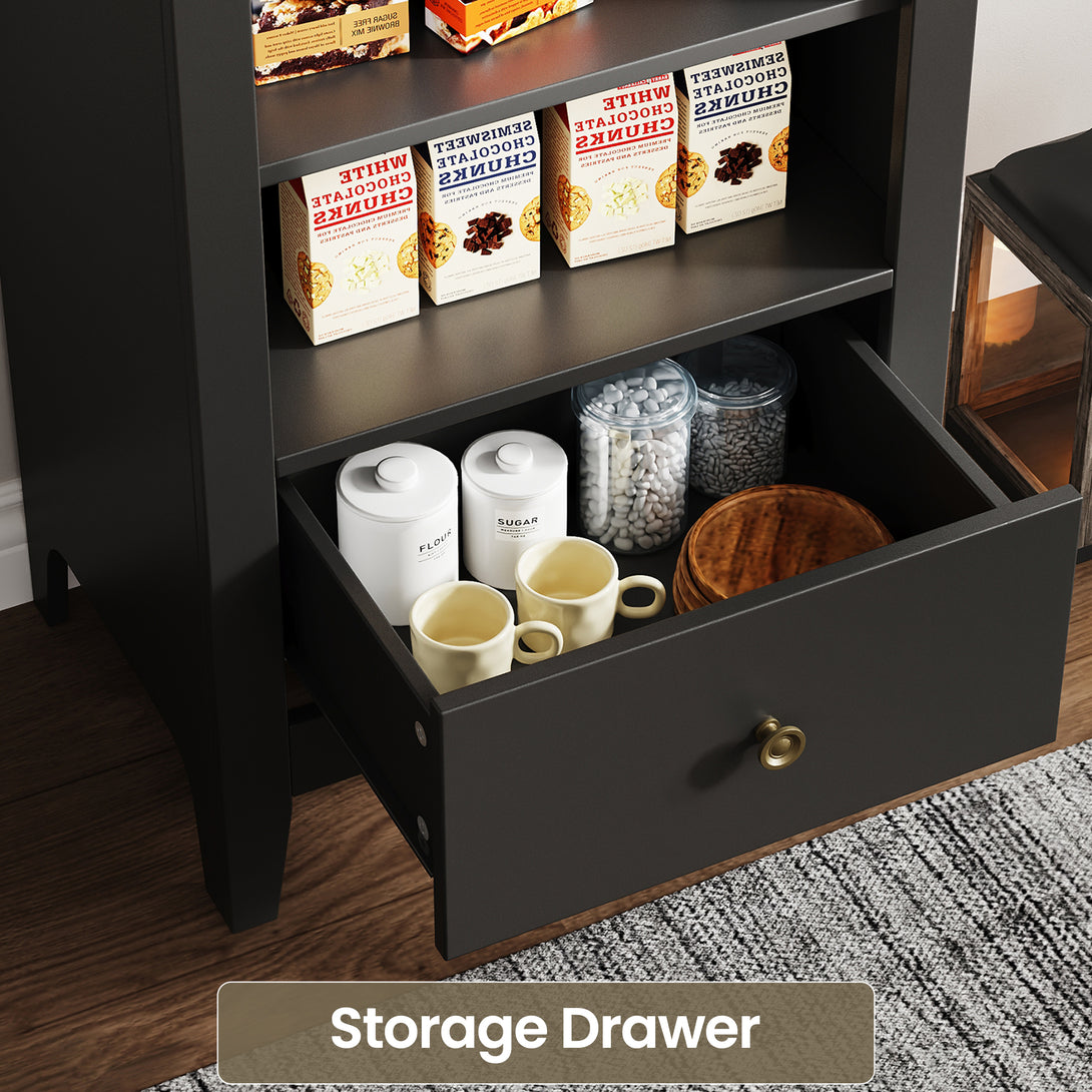 71" Arched Cabinet Tall Kitchen Pantry Cabinet, 8 Tiers Arched storage Cabinet with Doors and Shelves, Bookcase for Entryway, Hallway, Living Room