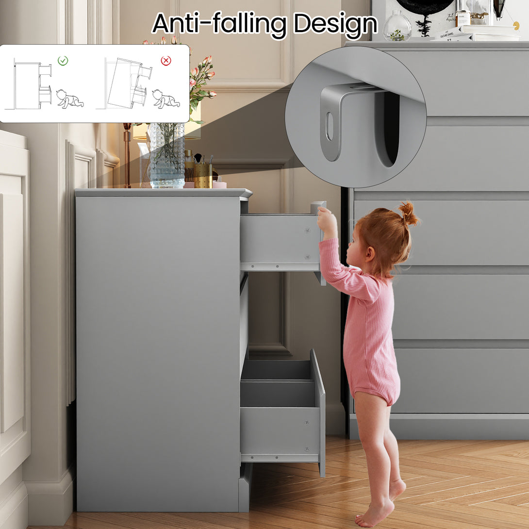 White Dressers Bedroom Dresser 6 Drawer Storage Chest of Drawers