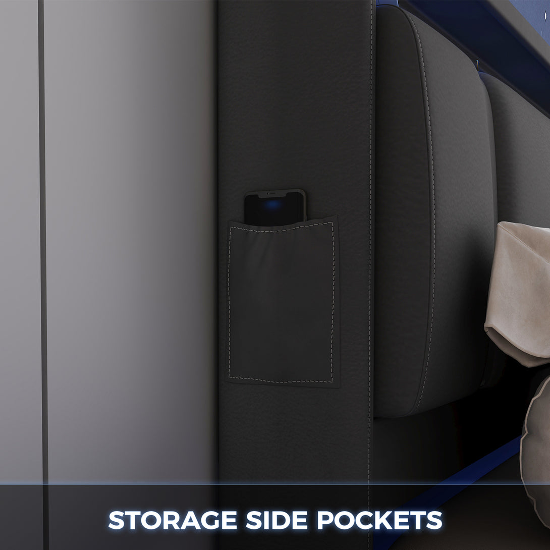 IDEALSOUL Full Size Bed Frame with LED Lights,Floating Metal Platform Bed with Storage Headboard,No Box Spring Needed,Easy to Assemble