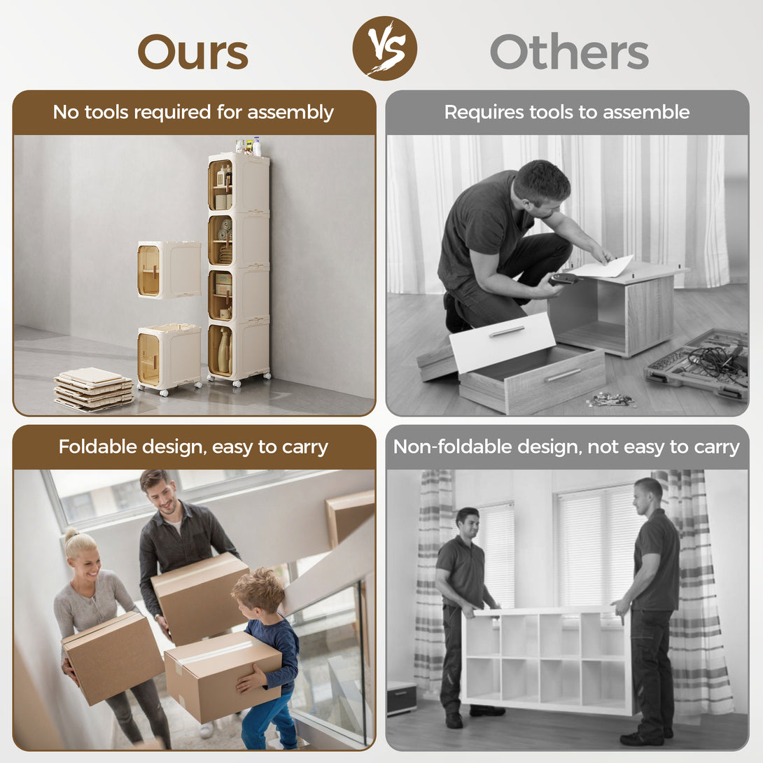 Narrow Storage Cabinet, Slim Bathromm Storage Cabinet With Wheels, Removable Partitions, Transparent Doors, Narrow Cabinet For Small Spaces, Bathroom, Bedroom, Living Room, Laundry