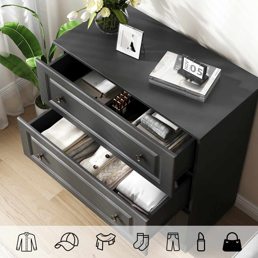 IDEALSOUL Dressers for Bedroom, 3 Drawer Dresser, White Dresser with Large Storage Space for Living Room, Chest of Drawers for Bedroom