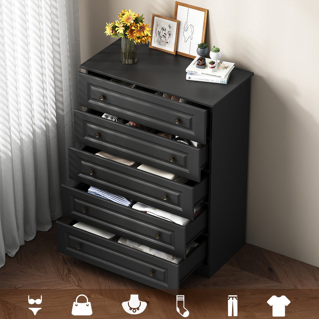 Dresser for bedroom,5 Drawer Dresser Tall  Dresser with Large Storage Space, for Bedroom,Hallway,Entryway