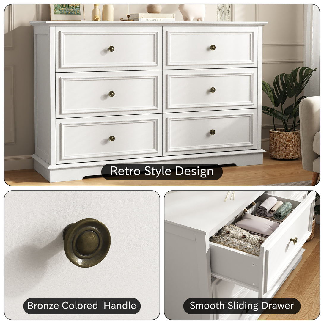 IDEALSOUL Dresser,6 Drawer Dresser for bedroom,Retro Wood Storage dresser for Living Room