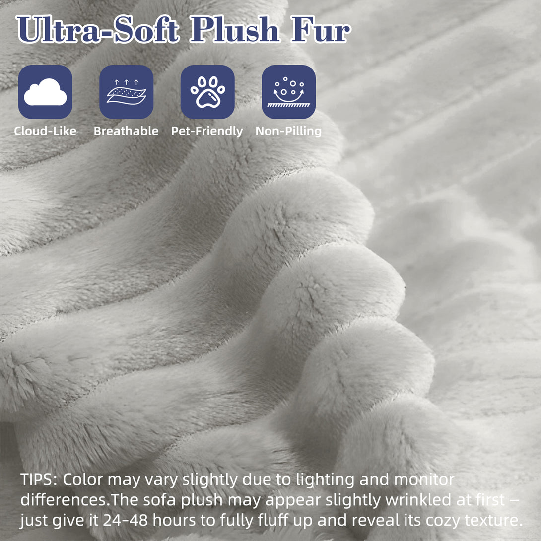 67'' Oversized Chaise Lounge Chair Indoor, Cloud Plush Corduroy Upholstered Sofa Bed, Modern Deep Seat Sofa with Back Cushion, Pillows, Cozy Sleeper Couch for Living Room, No Assembly Required