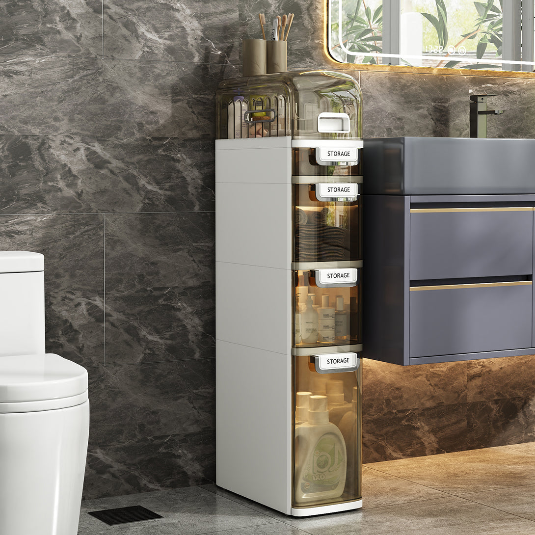 IDEALSOUL Bathroom Storage,Waterproof Narrow Storage Cabinet,Storage Floor Cabinet with Drawers for Small Spaces