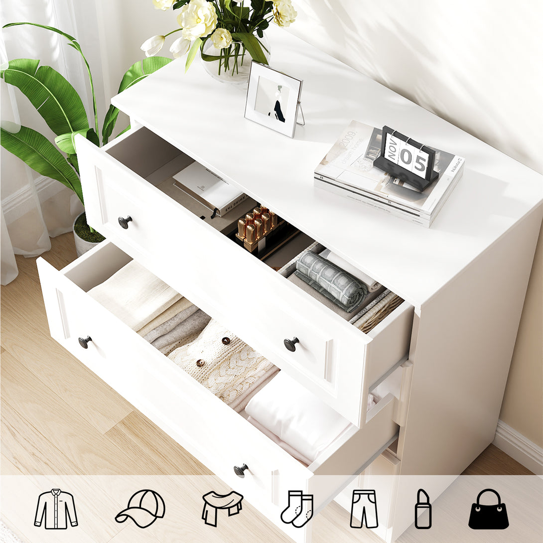 IDEALSOUL Dressers for Bedroom, 3 Drawer Dresser, White Dresser with Large Storage Space for Living Room, Chest of Drawers for Bedroom