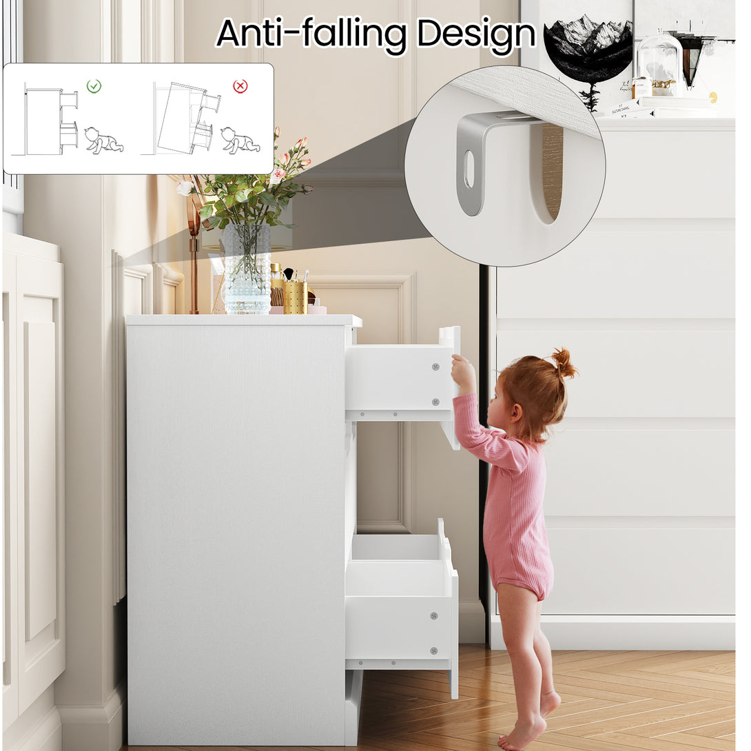 Dresser 6 Drawer Dresser Modern Wooden Closet Double Dresser for Bedroom Closet Living Room Hallway Entryway Dressing Room