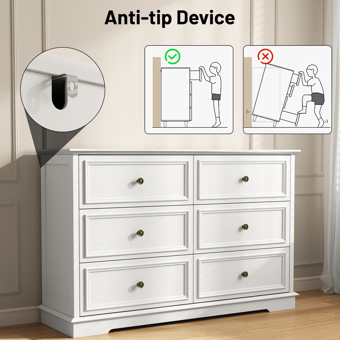 IDEALSOUL Dresser,6 Drawer Dresser for bedroom,Retro Wood Storage dresser for Living Room