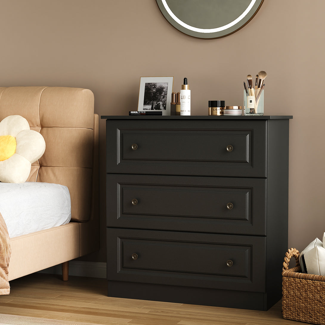 IDEALSOUL Dressers for Bedroom, 3 Drawer Dresser, White Dresser with Large Storage Space for Living Room, Chest of Drawers for Bedroom