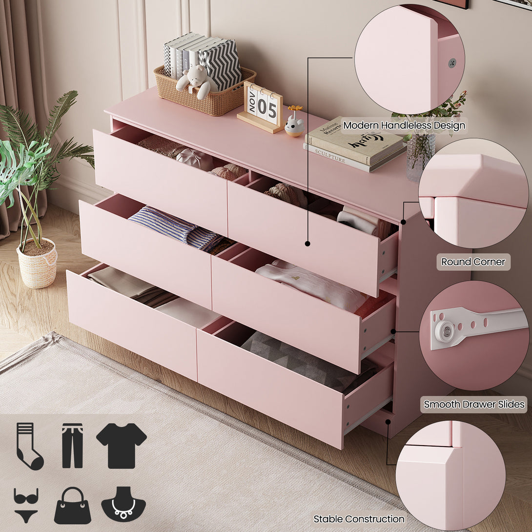 White Dressers Bedroom Dresser 6 Drawer Storage Chest of Drawers