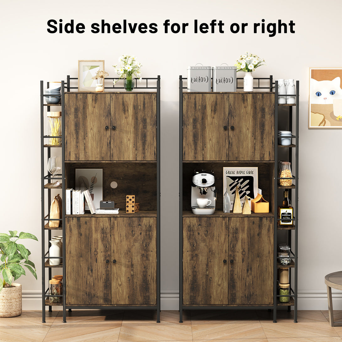 IDEALSOUL Pantry Storage Cabinets,70.8" Kitchen Pantry Cabinet with Side Shelf,2 Doors and 3 Shelves