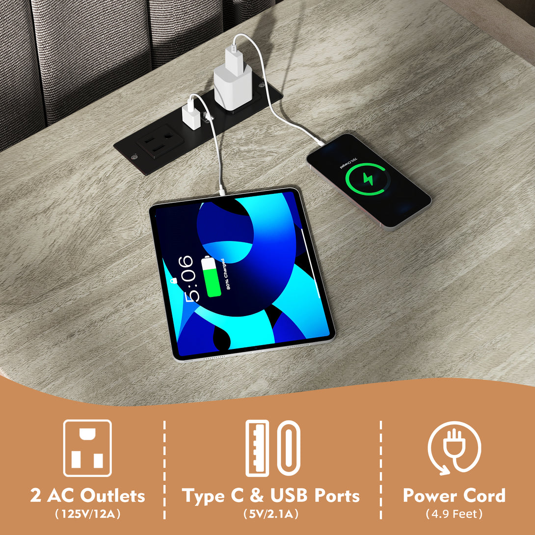 Nightstand Set of 2, bedside table with charging station, White farmhouse 3 drawer nightstand Rustic night stand end tables for bedroom Living Room