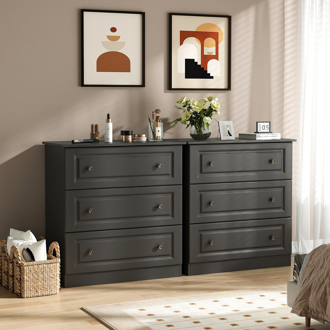 IDEALSOUL Dressers for Bedroom, 3 Drawer Dresser, White Dresser with Large Storage Space for Living Room, Chest of Drawers for Bedroom