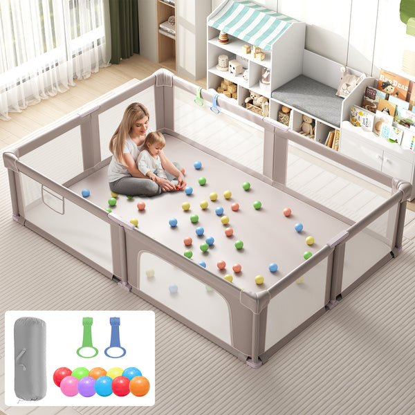 Baby Playpen, 70×61 In Play Yard, Foldable Large Playpens for Babies and Toddlers, with Mat and Carry Bag, Indoor & Outdoor Pack and Play, Oxford Fabric, Pink