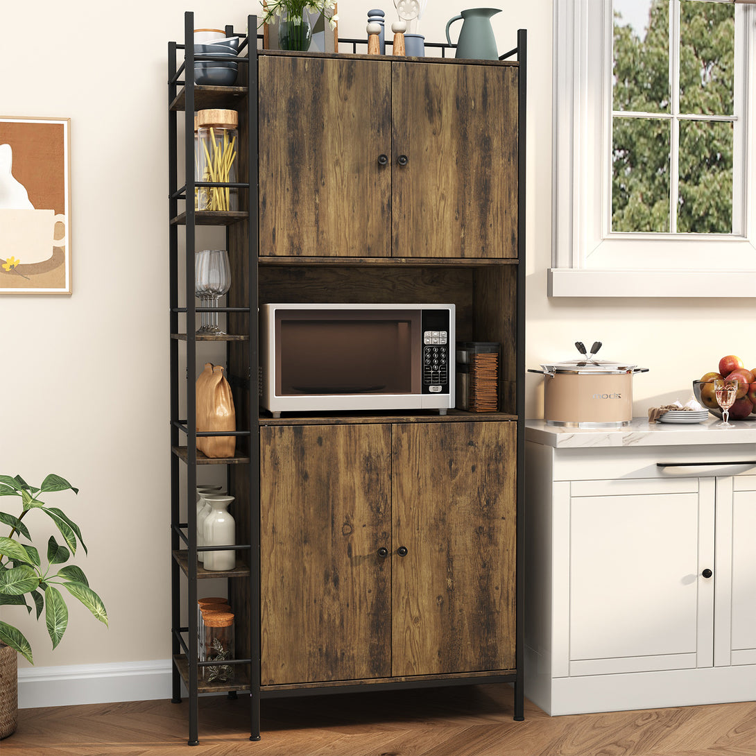 IDEALSOUL Pantry Storage Cabinets,70.8" Kitchen Pantry Cabinet with Side Shelf,2 Doors and 3 Shelves