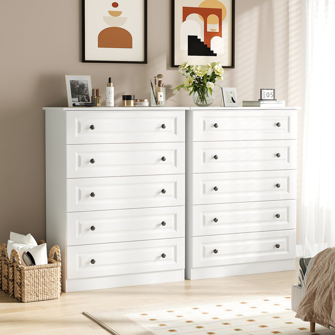 Dresser for bedroom,5 Drawer Dresser Tall  Dresser with Large Storage Space, for Bedroom,Hallway,Entryway