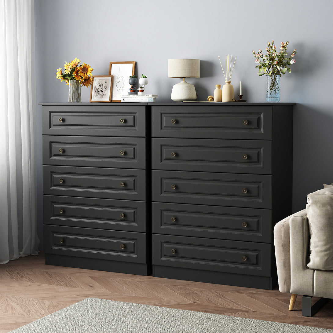 Dresser for bedroom,5 Drawer Dresser Tall  Dresser with Large Storage Space, for Bedroom,Hallway,Entryway