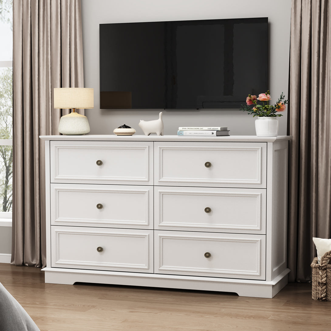 IDEALSOUL Dresser,6 Drawer Dresser for bedroom,Retro Wood Storage dresser for Living Room