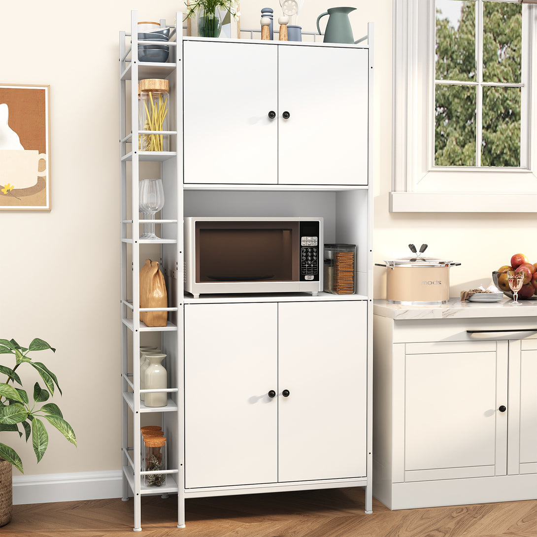 IDEALSOUL Pantry Storage Cabinets,70.8" Kitchen Pantry Cabinet with Side Shelf,2 Doors and 3 Shelves