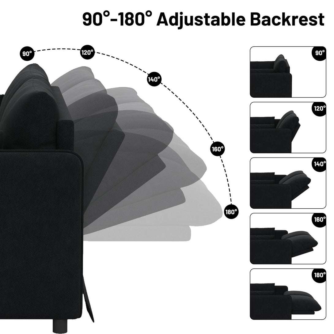 3 in 1 Convertible Sleeper Sofa Bed, 53" Folding Pull Out Couch with Adjustable Backrest, Futon Loveseat Couches with Side Pocket for Living Room