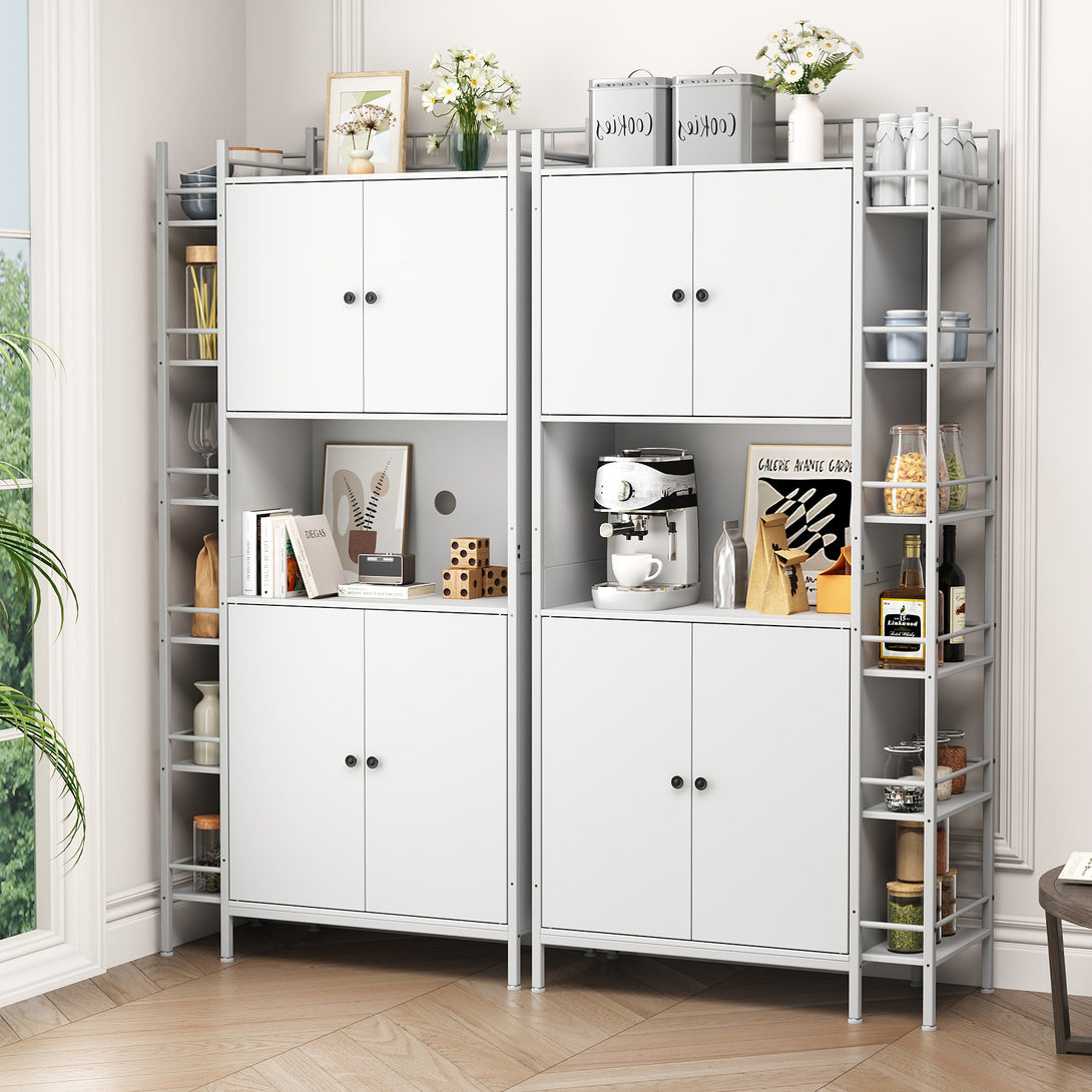 IDEALSOUL Pantry Storage Cabinets,70.8" Kitchen Pantry Cabinet with Side Shelf,2 Doors and 3 Shelves