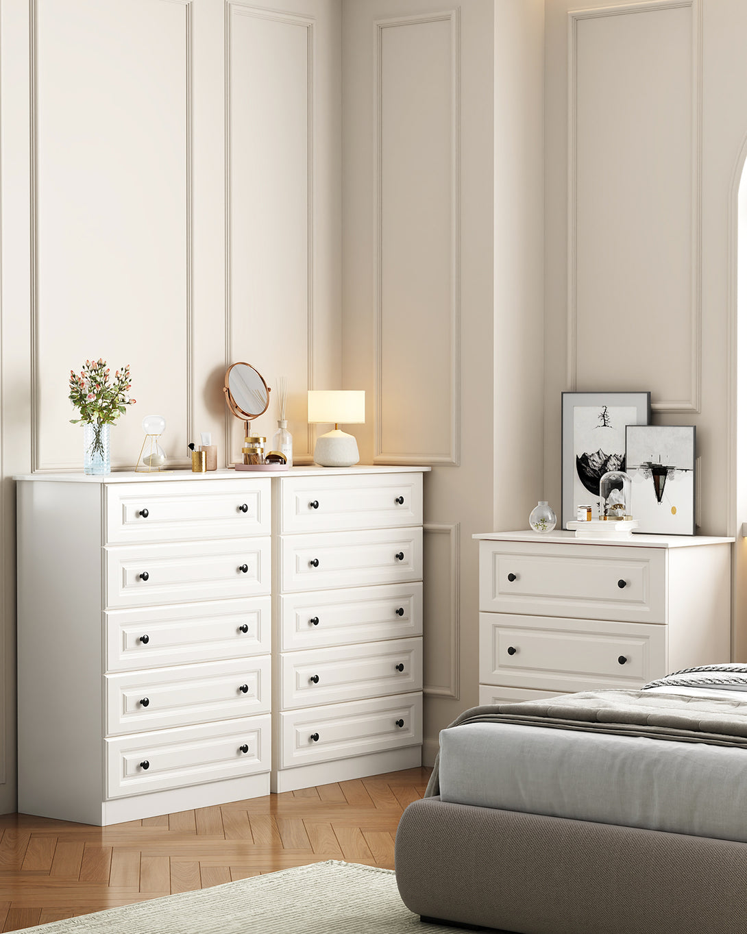Dresser for bedroom,5 Drawer Dresser Tall  Dresser with Large Storage Space, for Bedroom,Hallway,Entryway