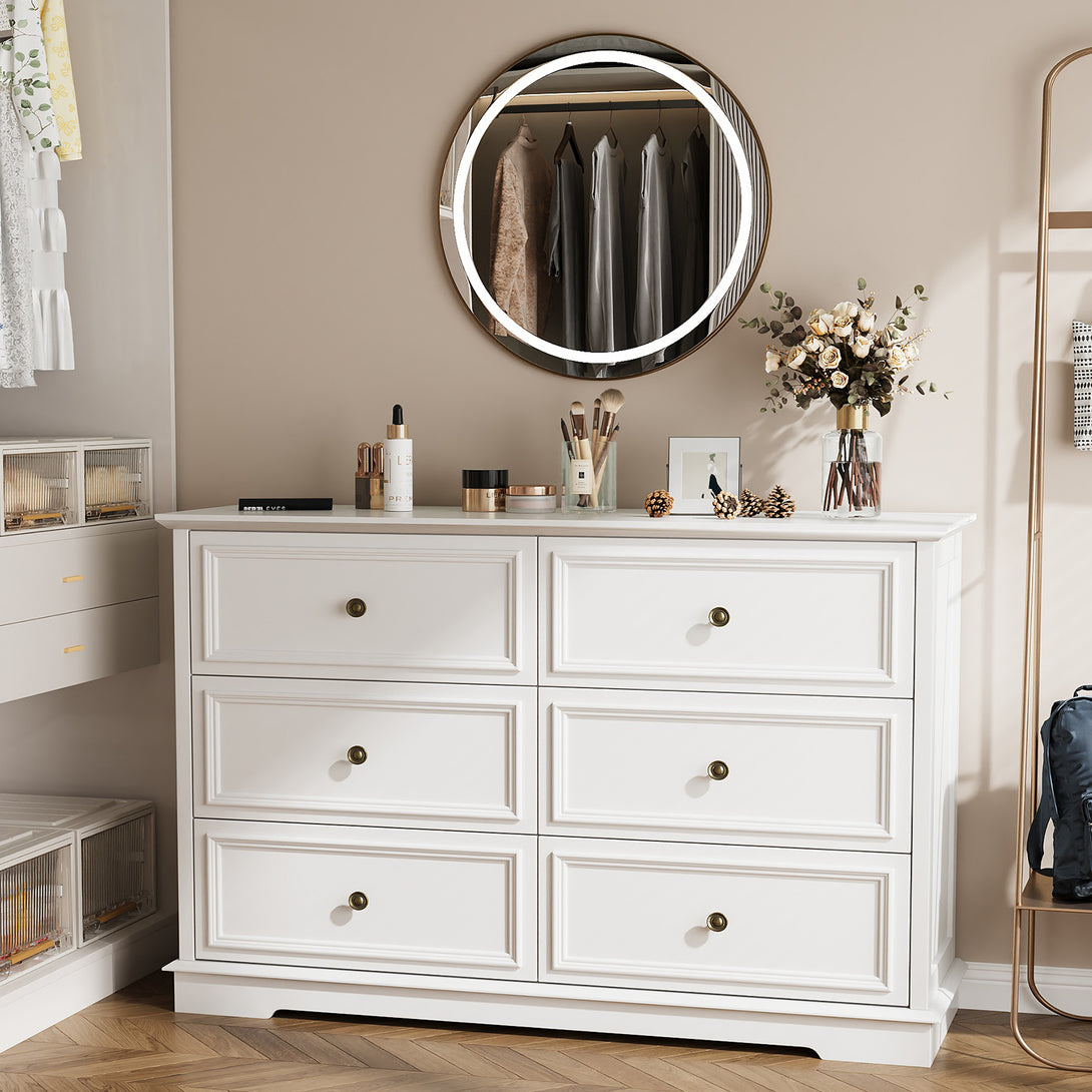 IDEALSOUL Dresser,6 Drawer Dresser for bedroom,Retro Wood Storage dresser for Living Room