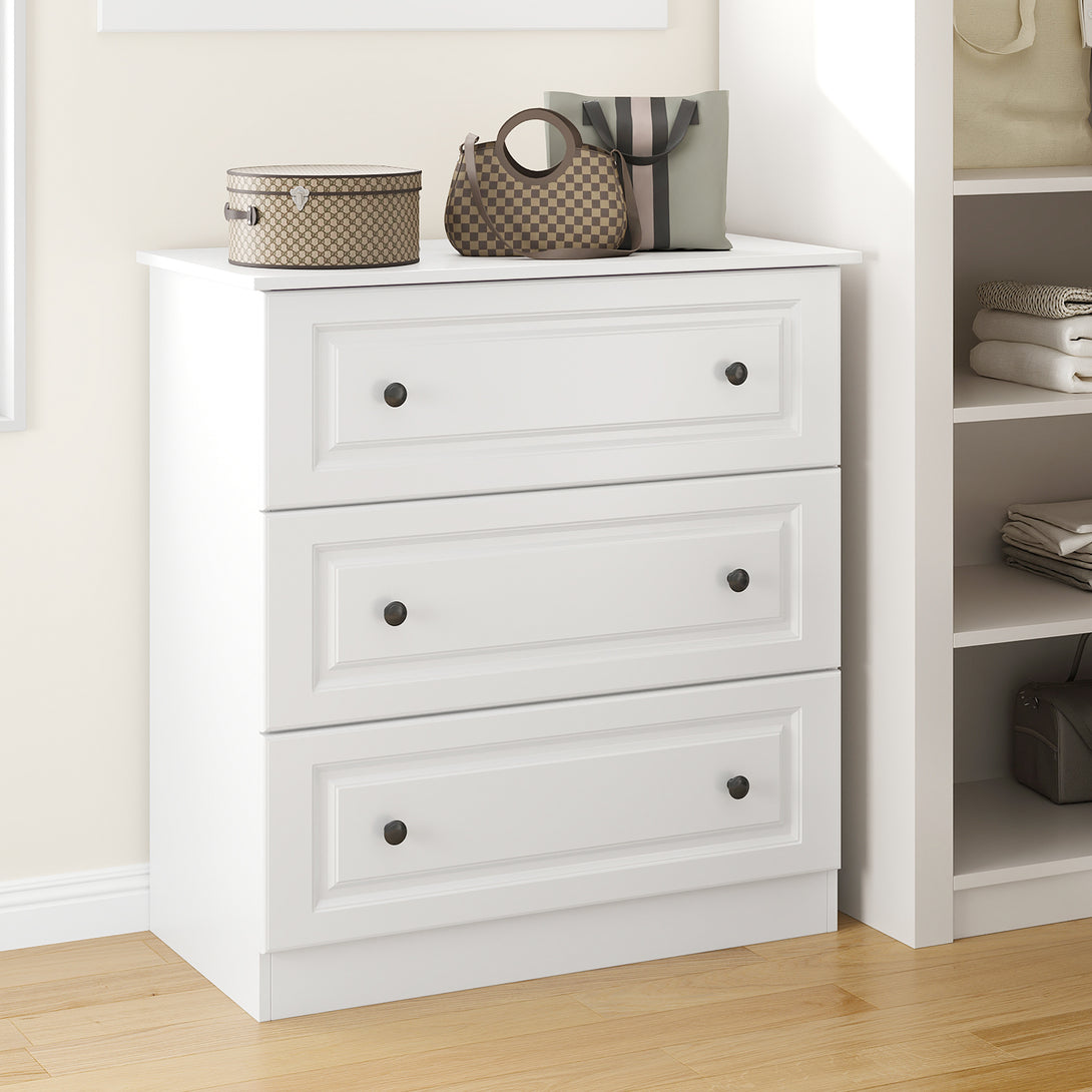 IDEALSOUL Dressers for Bedroom, 3 Drawer Dresser, White Dresser with Large Storage Space for Living Room, Chest of Drawers for Bedroom