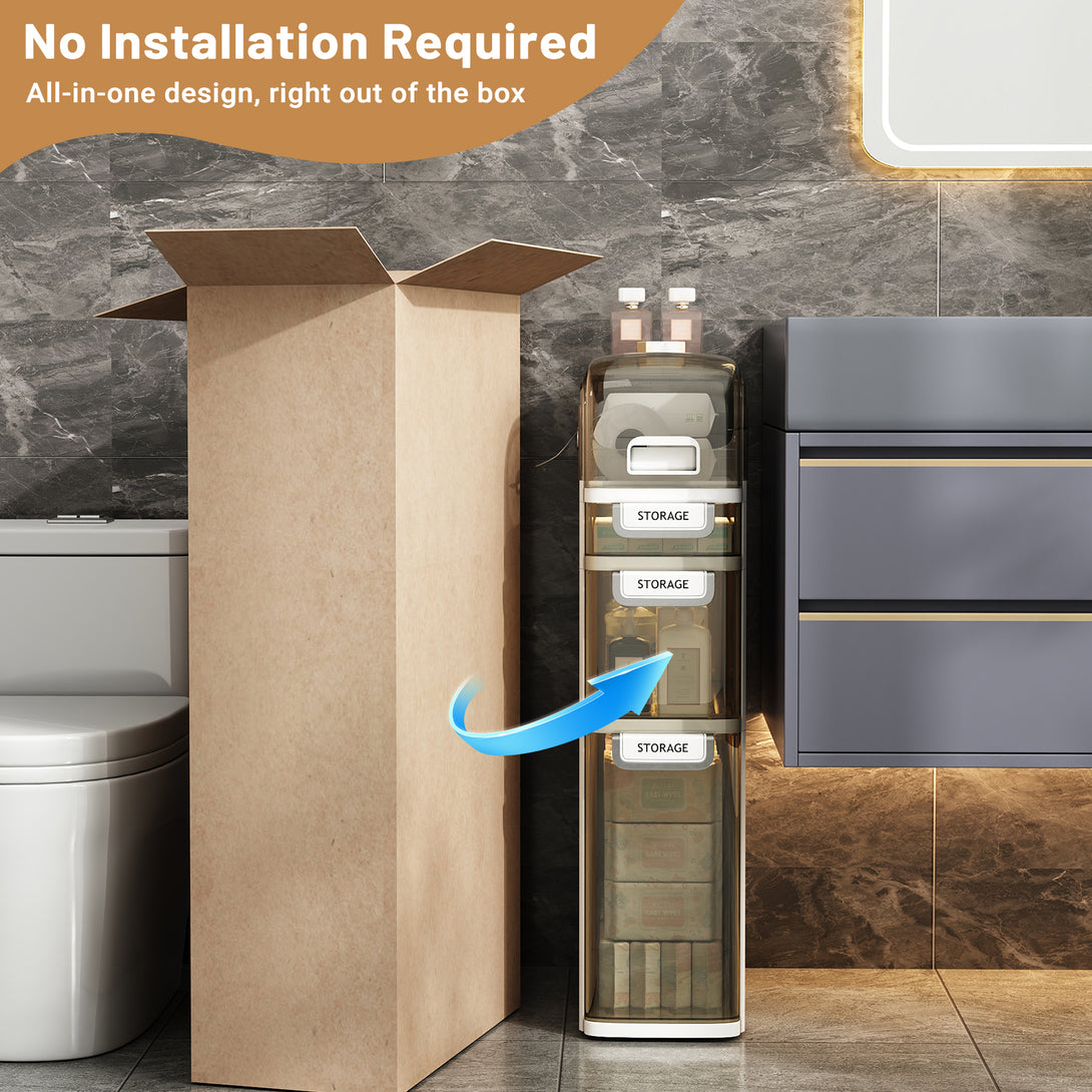 IDEALSOUL Bathroom Storage,Waterproof Narrow Storage Cabinet,Storage Floor Cabinet with Drawers for Small Spaces